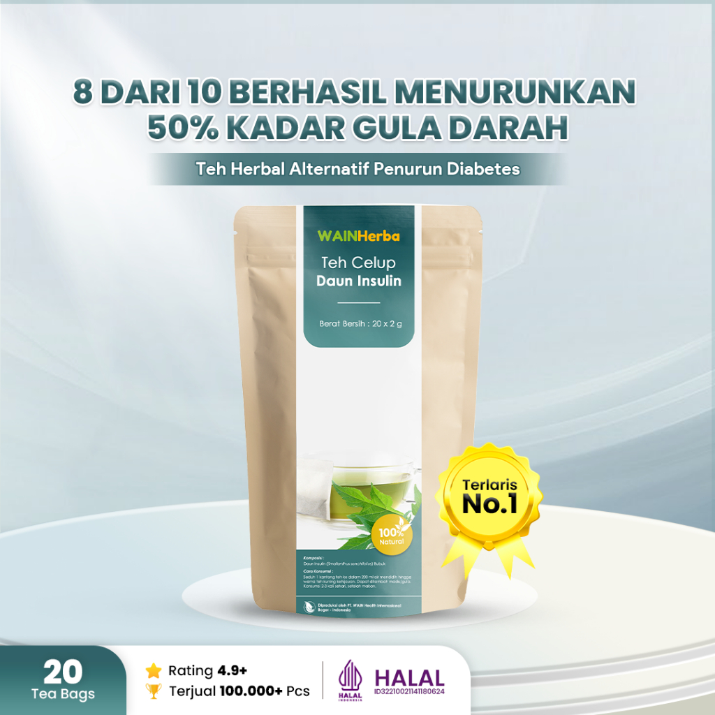 Wainherba Teh Celup Daun Insulin - Membantu Menurunkan Kadar Diabetes dan Gula Darah - 20 Tea Bag