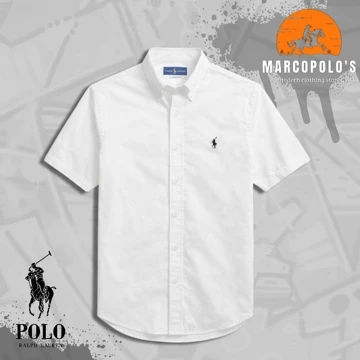 Kemeja Polos Pria Lengan Pendek P.O.L.O'S. Premium Quality. Logo Bordir Casual Model Slimfit