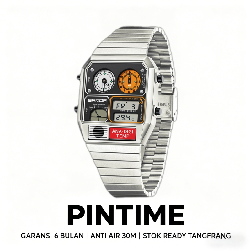 Jual Sanda Jam Tangan Unisex Cyberpunk Retro Ana-Digi Temp Multi Fungsi ...