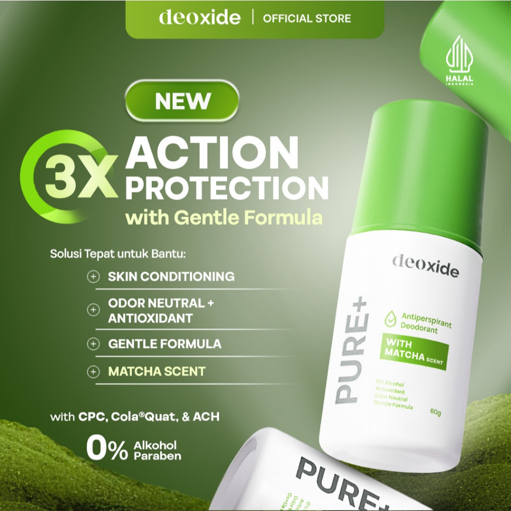 Jual [READY] DEOXIDE Pure+ With Matcha Scent Antiperspirant Deodorant ...