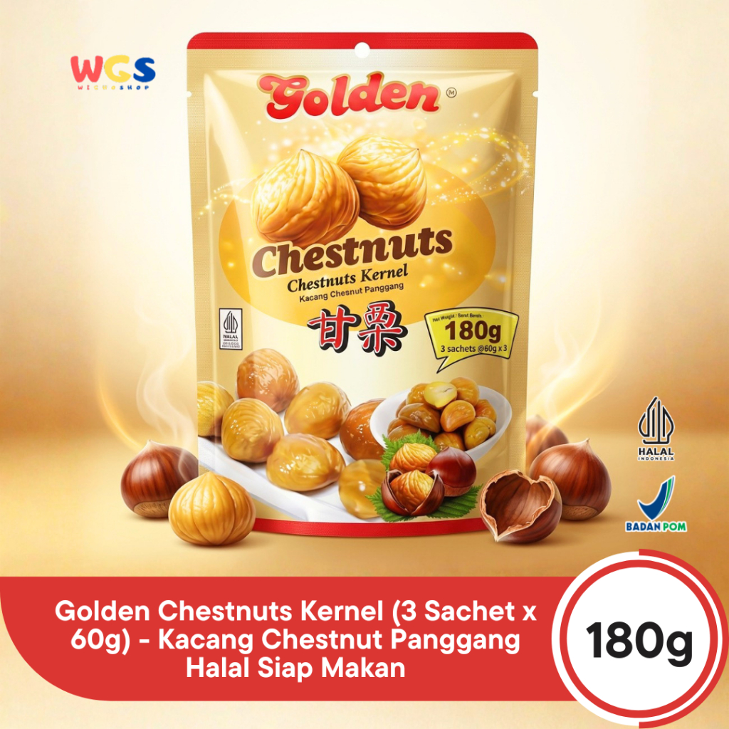Jual Golden Chestnuts Kernel 180g (3 Sachet x 60g) - Kacang Chestnut ...