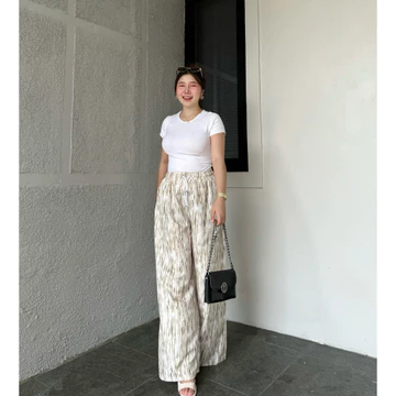 Everyday Pants Motif Abstrak Celana Panjang Wanita Baggy Kantor Kuliah Kulot Pinstripe Celana