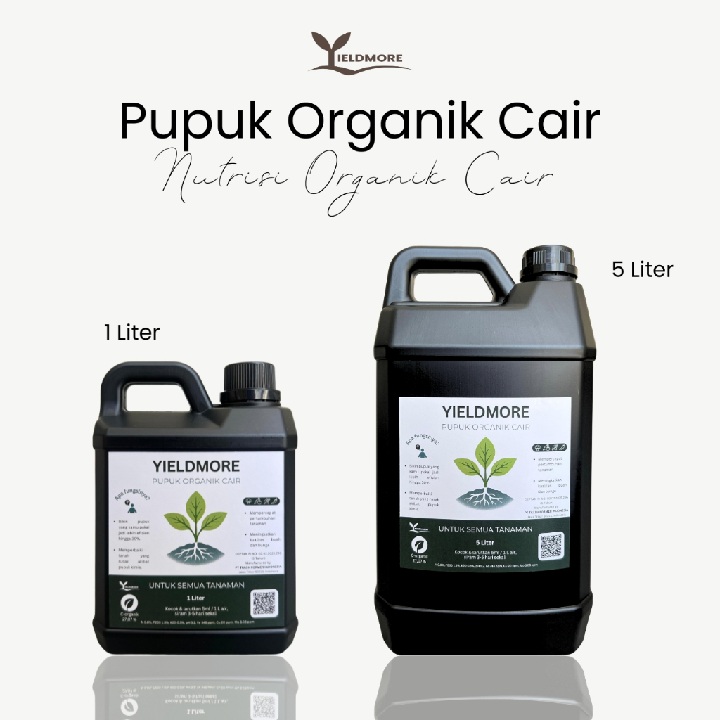 YIELDMORE - Pupuk Organik Cair (POC) Jerigen 1 Liter dan 5 Liter - Untuk Segala Jenis Tanaman - Organic Liquid Fertilizer