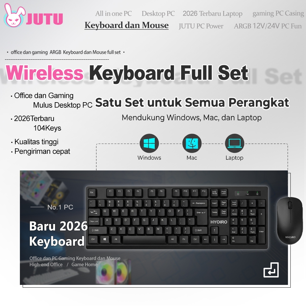 Jual JUTU Combo Mouse dan Keyboard Wireless MK200 - Desain Full-Size ...