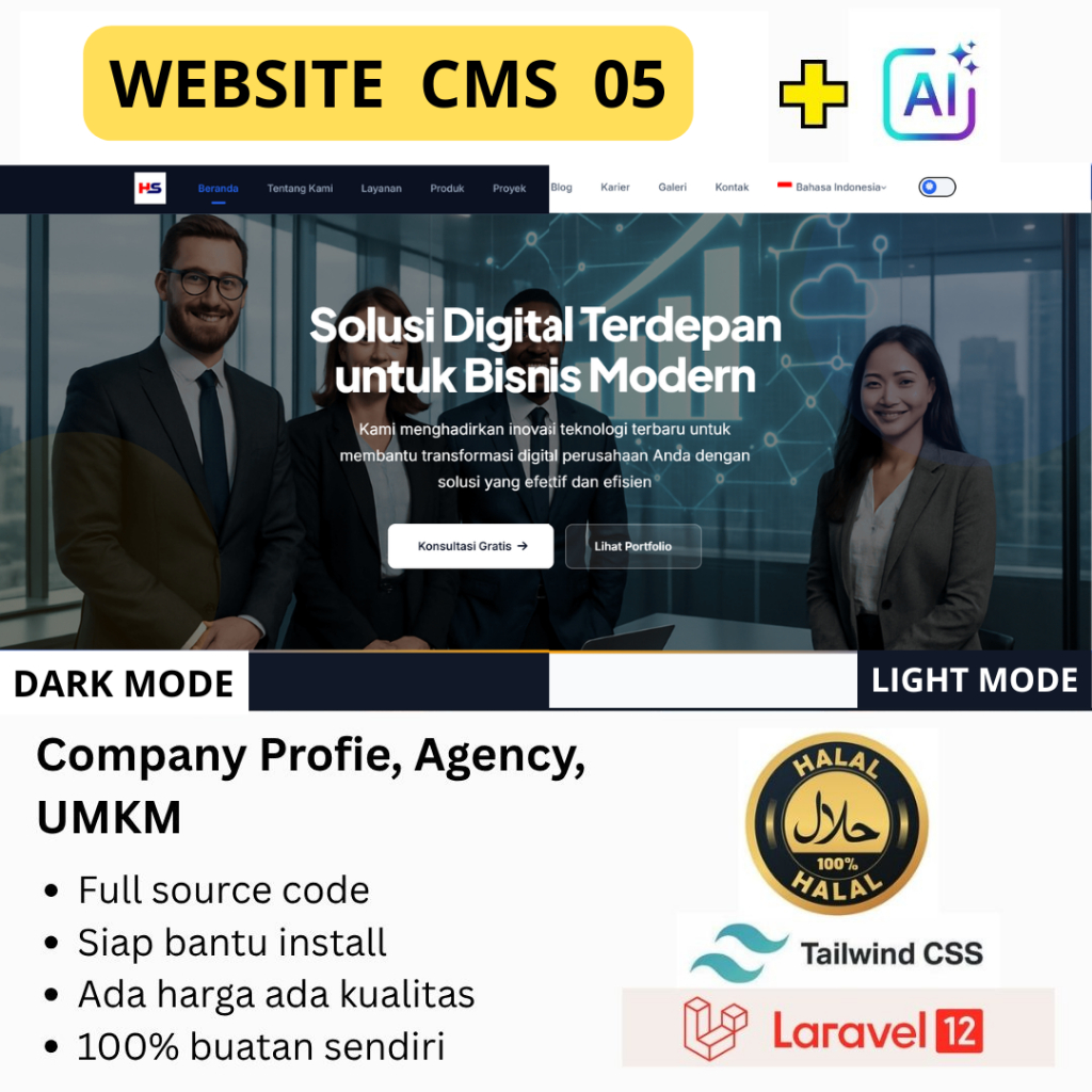 Source Code PREMIUM Website Company Profile V5 Siap Hosting 100%  CMS Laravel 12 Terbaru