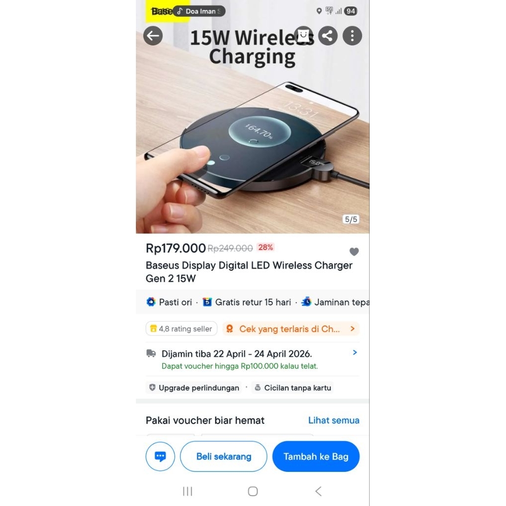 Jual Jual Rugi New - Baseus Display Digital LED Wireless Charger Gen 2 ...