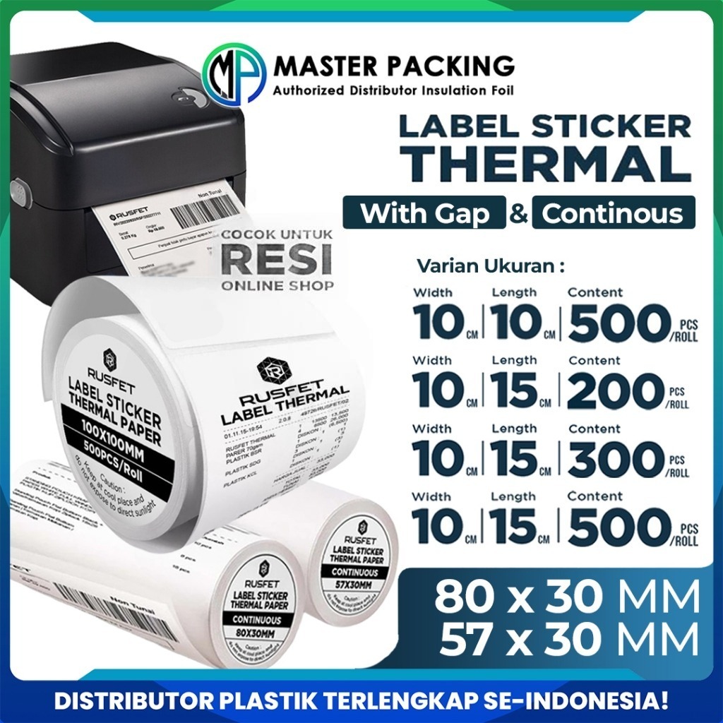 Jual Stiker Kertas Termal Label RUSFET Sticker Paper Label Thermal ...