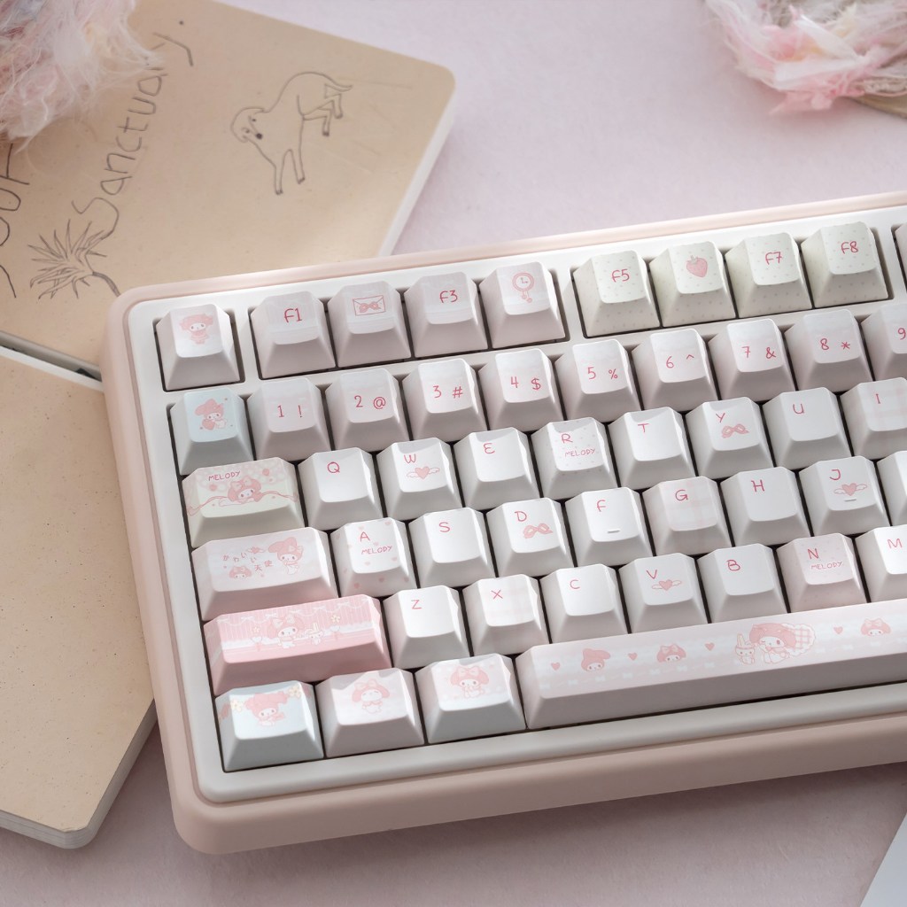 Jual URE Melody Keycaps Pink Muda font kecil lucu PBT Dye-Sub Cherry ...