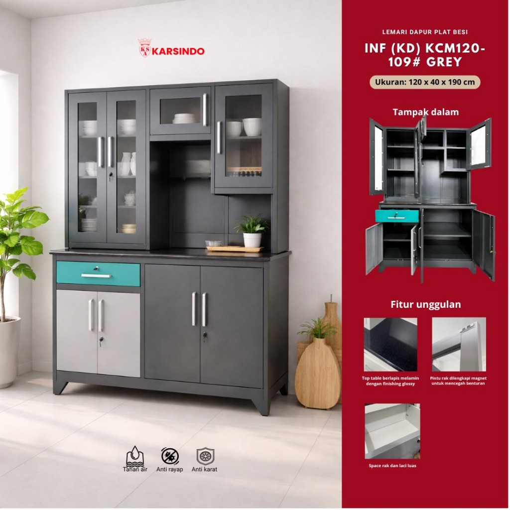 Karsindo Kitchen Cabinet Lemari Dapur Besi Lemari Sayur Anti Rayap Minimalis 109