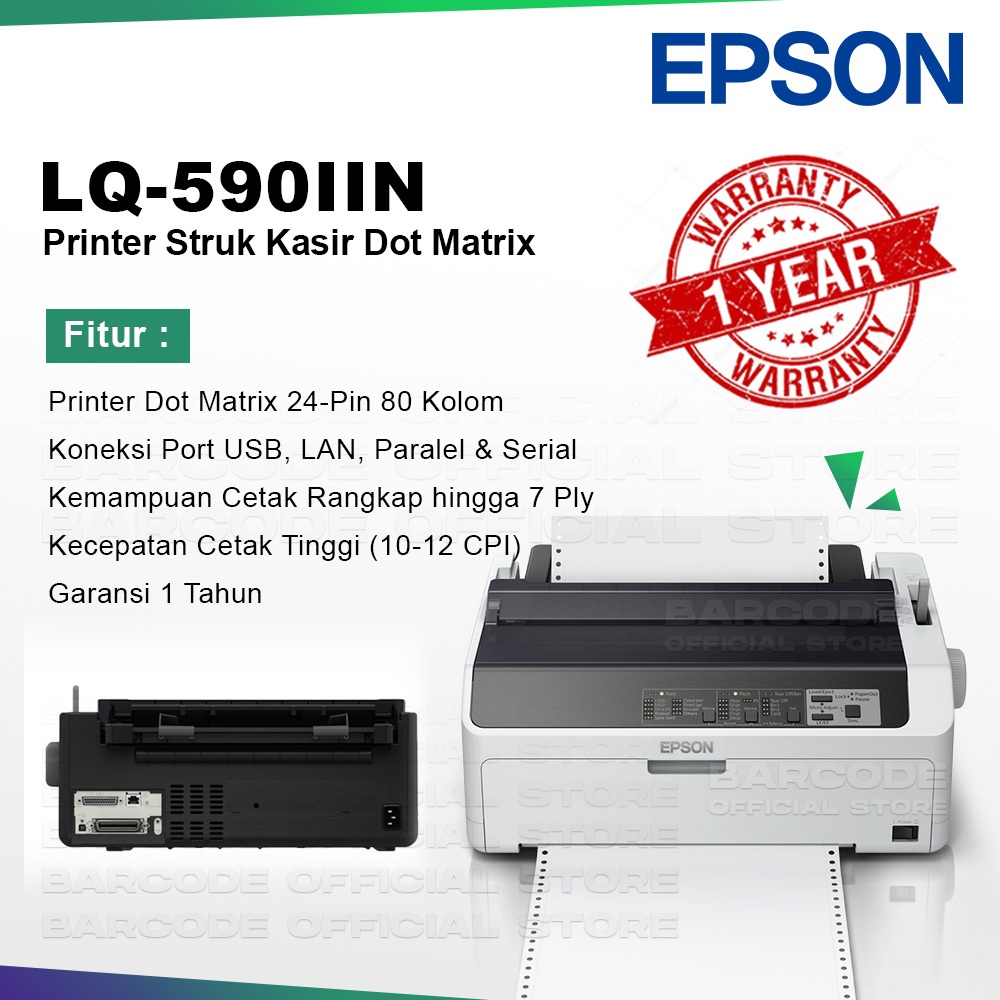 Jual Epson LQ-590IIN Printer Dot Matrix A4 Cetak Rangkap Slip Gaji Nota ...