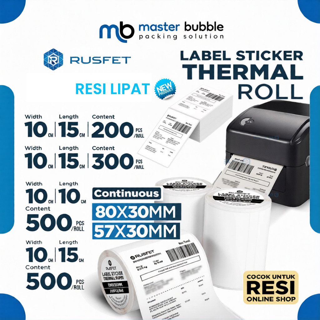 Jual Stiker Kertas Termal Label RUSFET Sticker Paper Thermal Printer ...