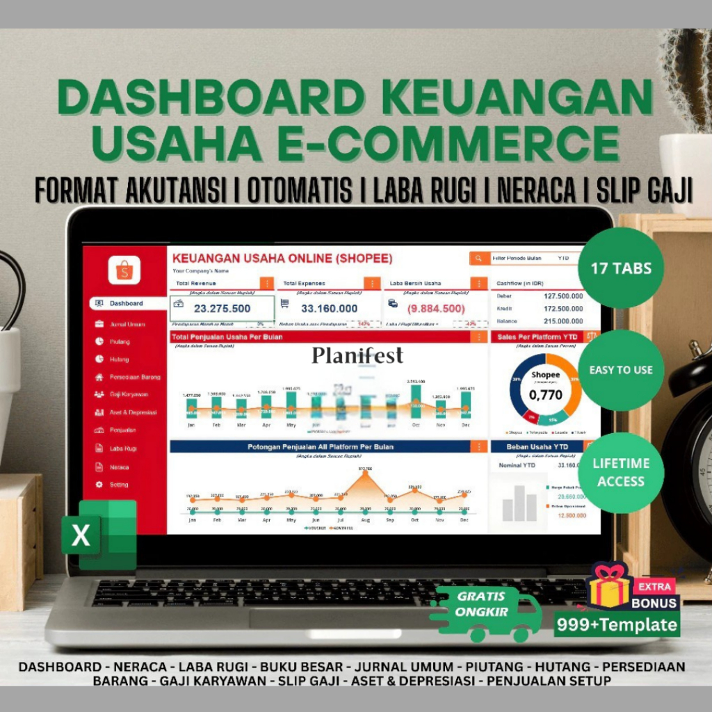 Jual Aplikasi Pembukuan Toko E-Commerce Shopee Excel Sheets Otomatis ...