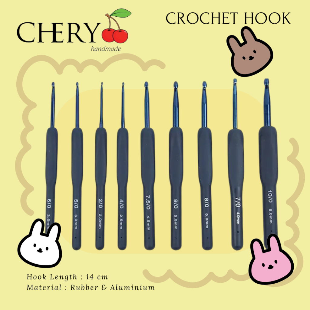 Jual Hakpen (Alat / Jarum Rajut) Crochet Hooks - Gagang Karet | Shopee ...