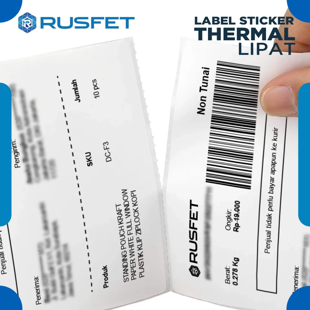 Jual Stiker Label Thermal Paper RUSFET / Sticker Barcode Resi A6 ...