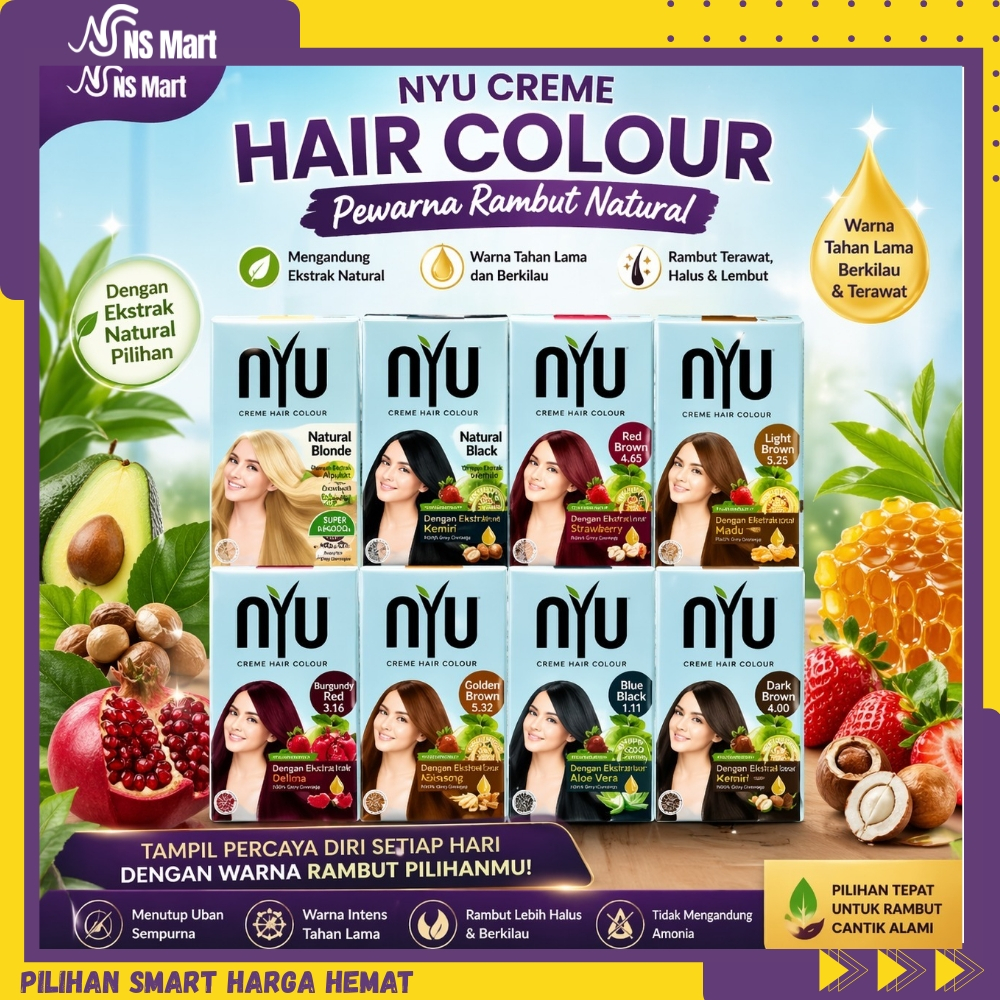 Jual NYU CREME HAIR COLOUR Pewarna Rambut/ Cat Rambut Natural (TANPA ...