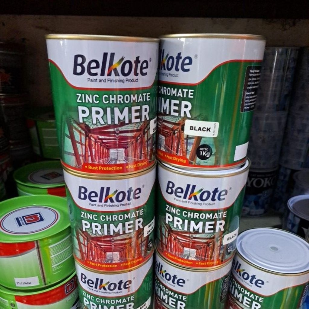 Jual Zinc Chromate Primer Merk Belkote / CAT DASAR BESI ANTI KARAT 1 KG ...