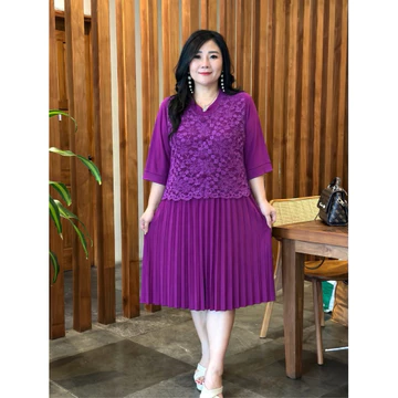 Fina Bigsize (Amelia Dress Brukat) Dress Wanita Jumbo Bigsize