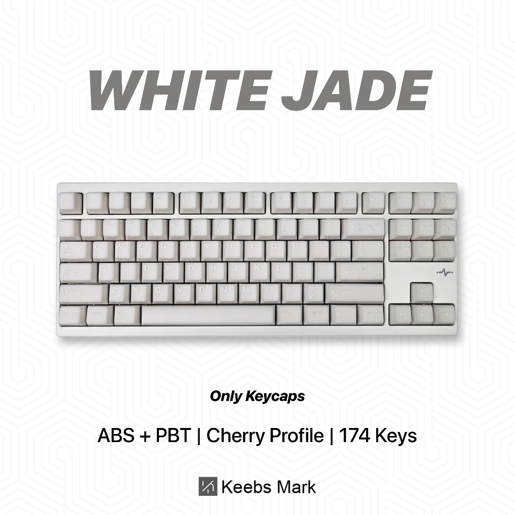 Jual White Jade Doubleshot PBT ABS Keycaps 174 Keys Cherry Profile ...