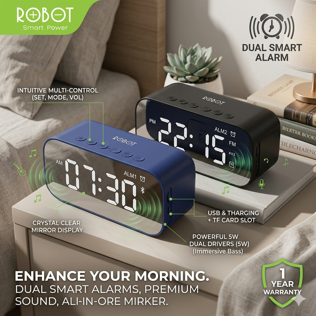 Jual ROBOT RB560 Speaker Bluetooth Alarm Indikator 5.0 | Shopee Indonesia