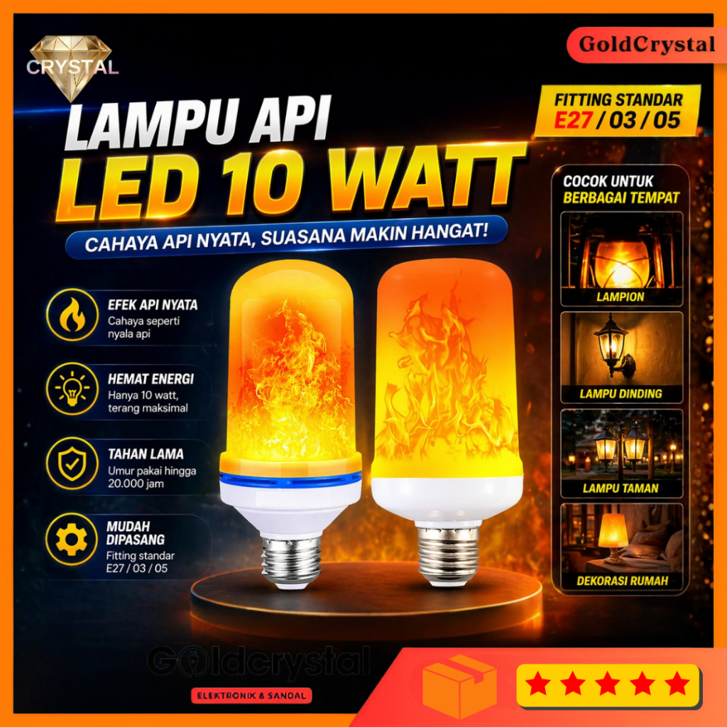 Jual (Affiliate) Lampu Api Lampu Obor Led Bohlam Api Led 10 Watt Lampu ...
