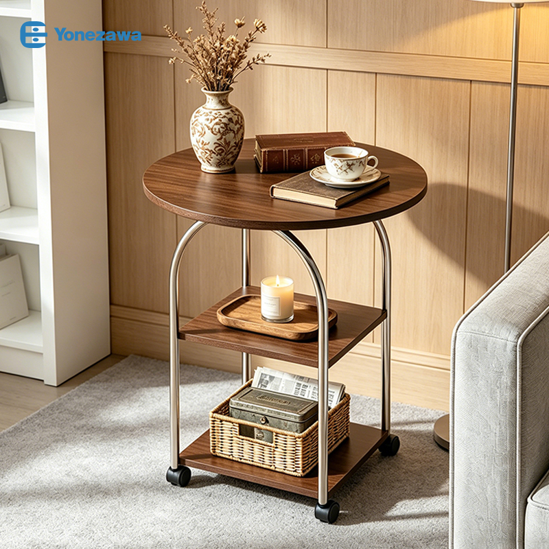 Jual YONEZAWA Meja Sudut Sofa Dengan Roda Rak Troli Susun Meja Samping ...