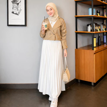 Rok Plisket Bludru Premium Velvet Wanita Mewah Elegan Anti Kusut Pinggang Elastis Nyaman Jatuh