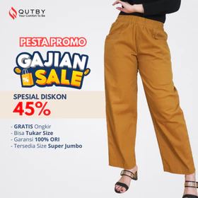 QUTBY Celana Kulot Wanita Korean Long Pants Bahan Tebal Dan Halus