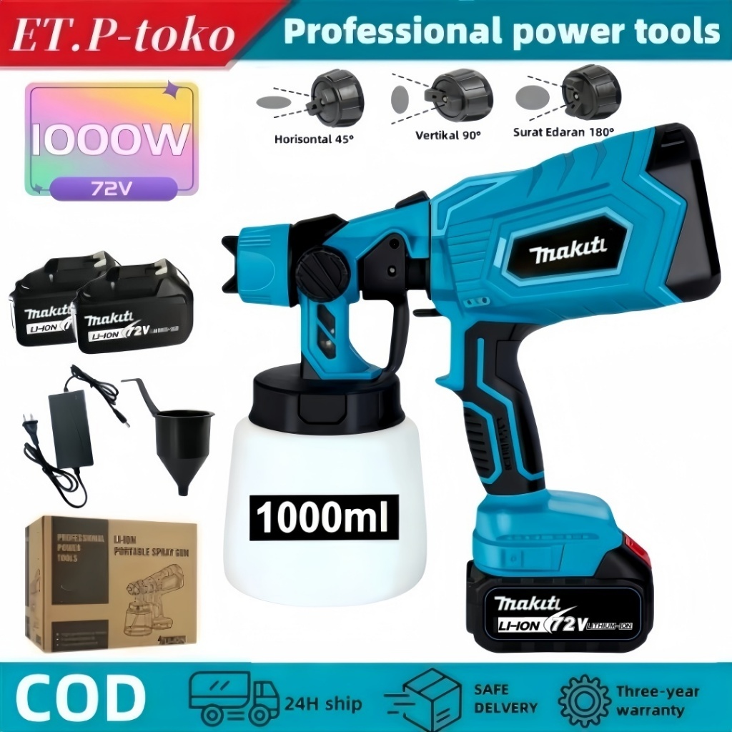 Jual COD 1000W Mesin Semprot Cat Listrik 1000ML Lithium Spray Gun ...