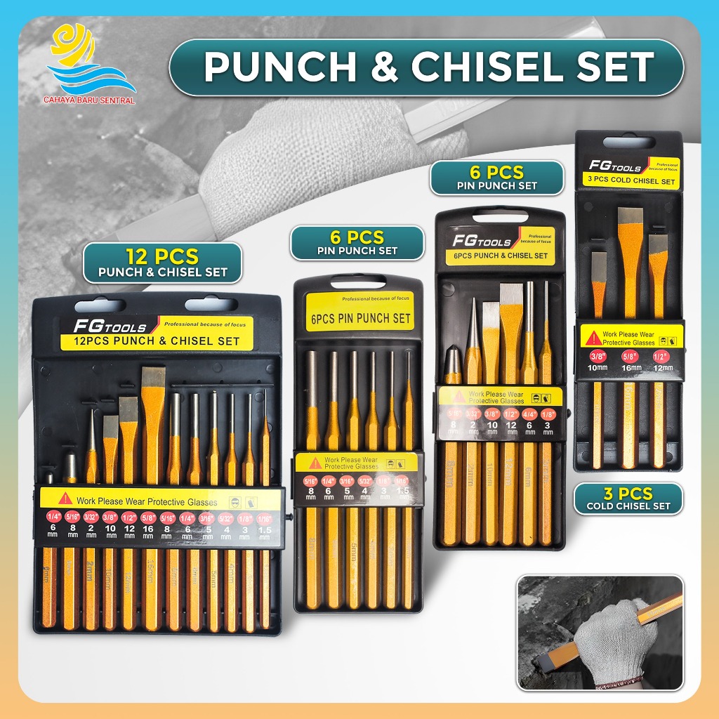 Jual PAHAT BESI 3Pcs/6Pcs/12Pcs PIN PUNCH CHISEL SET CHROME VANADIUM ...
