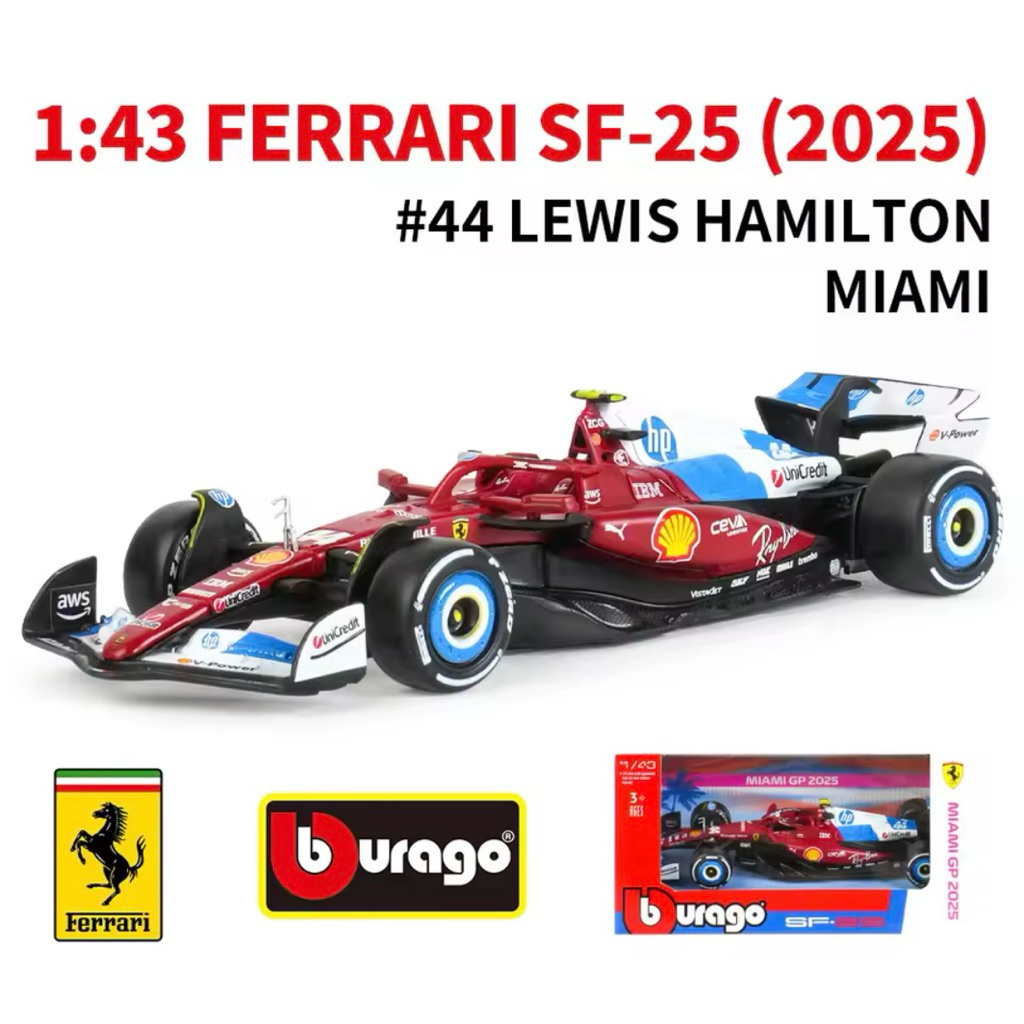 Jual Bburago 1: 43 2025 2024 F1 Ferrari Redbull Ferrari Mercedes-benze ...