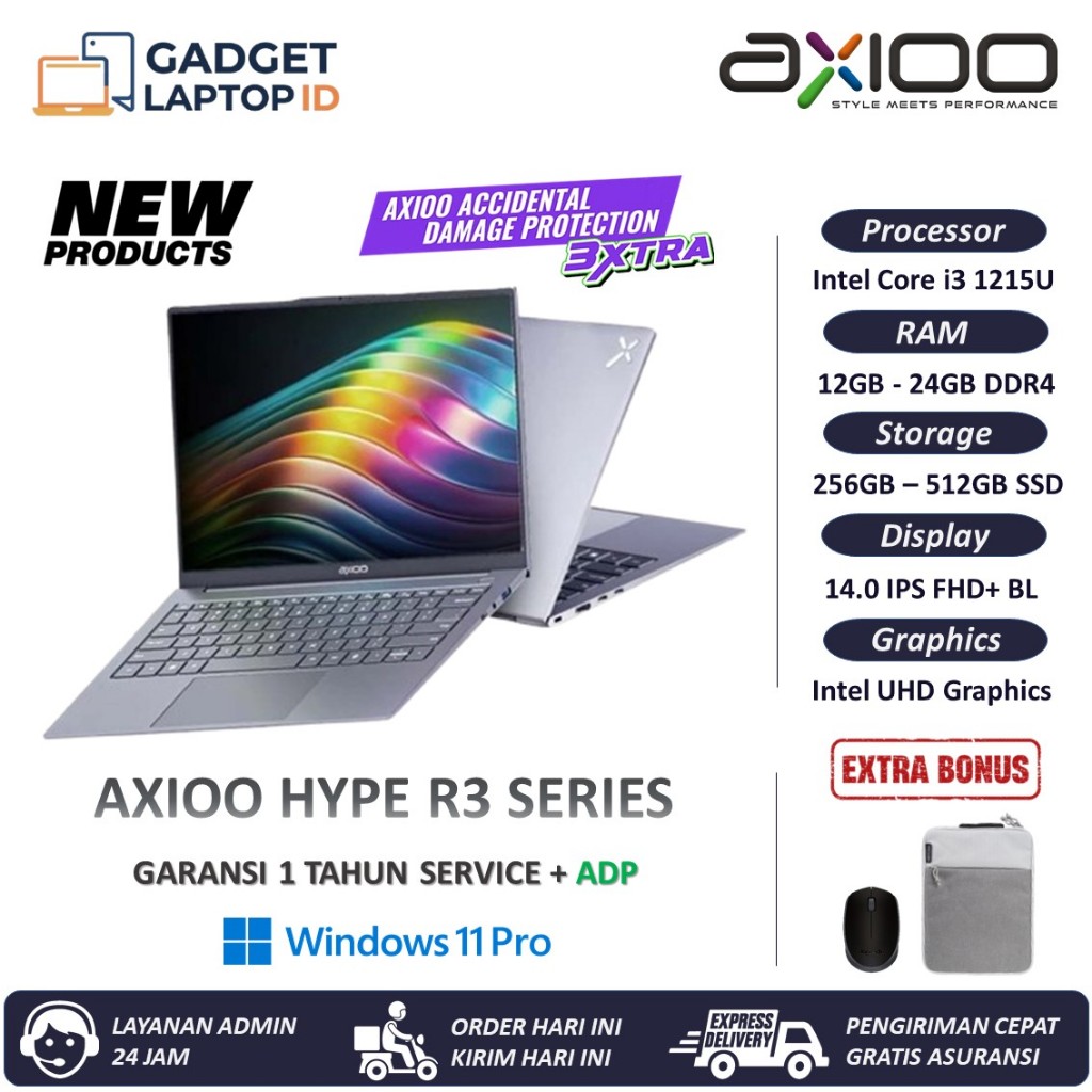 Jual Axioo Hype R3 OLED i3-1215U RAM 24GB 1TB SSD 14.0