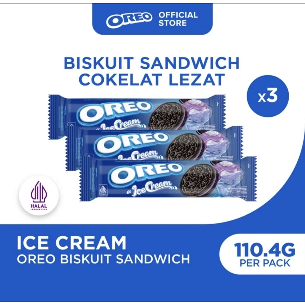 Jual Pack Oreo Biskuit Berry Ice Cream 119.6g - Krim Tebal, Rasa Lezat ...