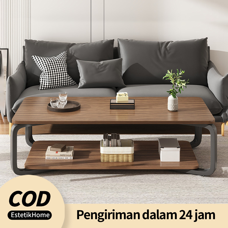 COD Meja Ruang Tamu Minimalis Meja Kopi Teh 2 Tingkat Veneer Kayu Mewah Meja Kopi Meja Kopi Aesthetic Meja Kopi Modern Coffee Table Meja Kopi Teh