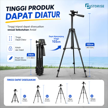 STORISE Paket Komplit Tripod 1 Meter Ring Light 26 CM Stand HP Live Stream TikTok Selfie Make