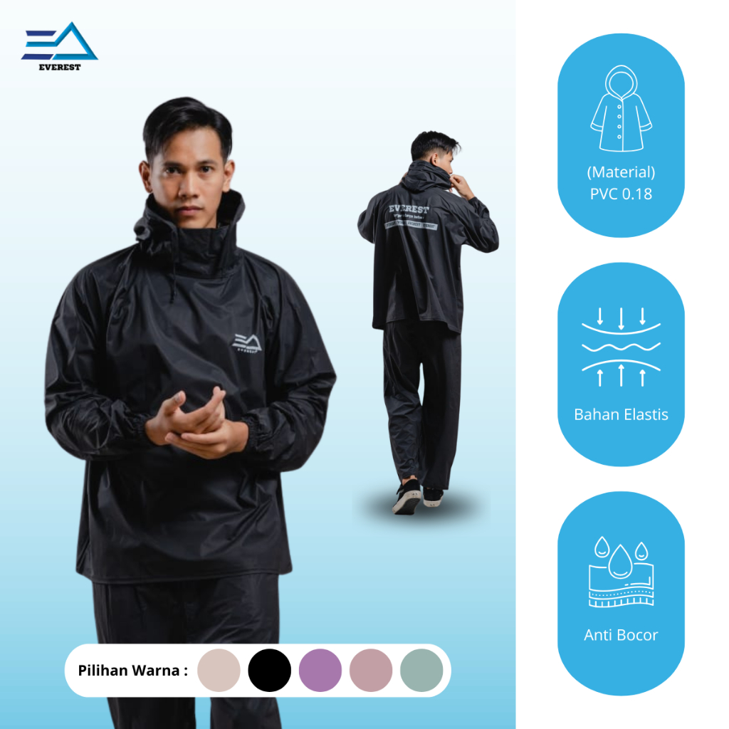 Mantel Hujan Hoodie PVC Tebal Anti Bocor foto 1