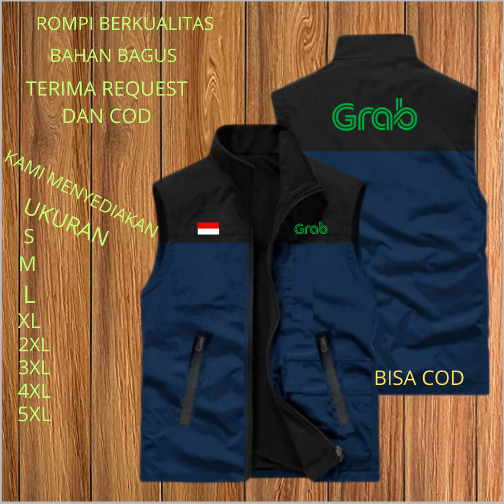 Jual Rompi Grab Murah / Rompi Driver Ojol Pria Grab Terbaru Terlaris ...