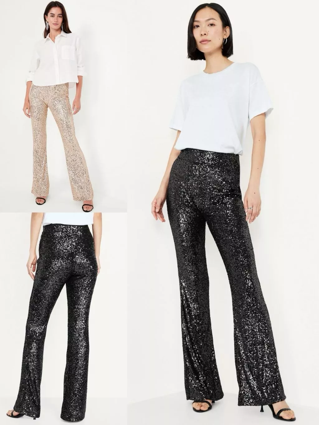 Celana Panjang Wanita OLN High-Waisted Sequin Flare Pants - 2377