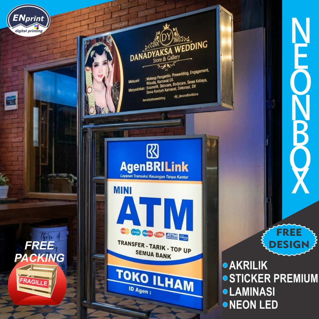Jual Neon box Custom AKRILIK 2 SISI ukuran 100x40, 100x50, 90x50, 90x60 ...