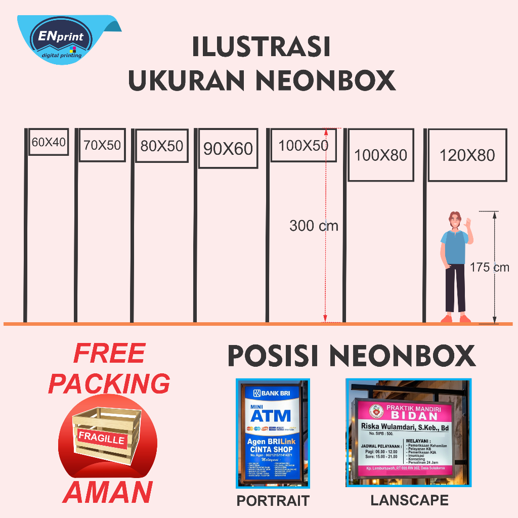 Jual Neon box Custom AKRILIK 2 SISI ukuran 100x40, 100x50, 90x50, 90x60 ...