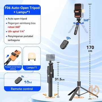 TNW L16pro Tongsis Tripod Automatic Pop Up Selfie Stick 180cm Aluminium Tripod With Bluetooth