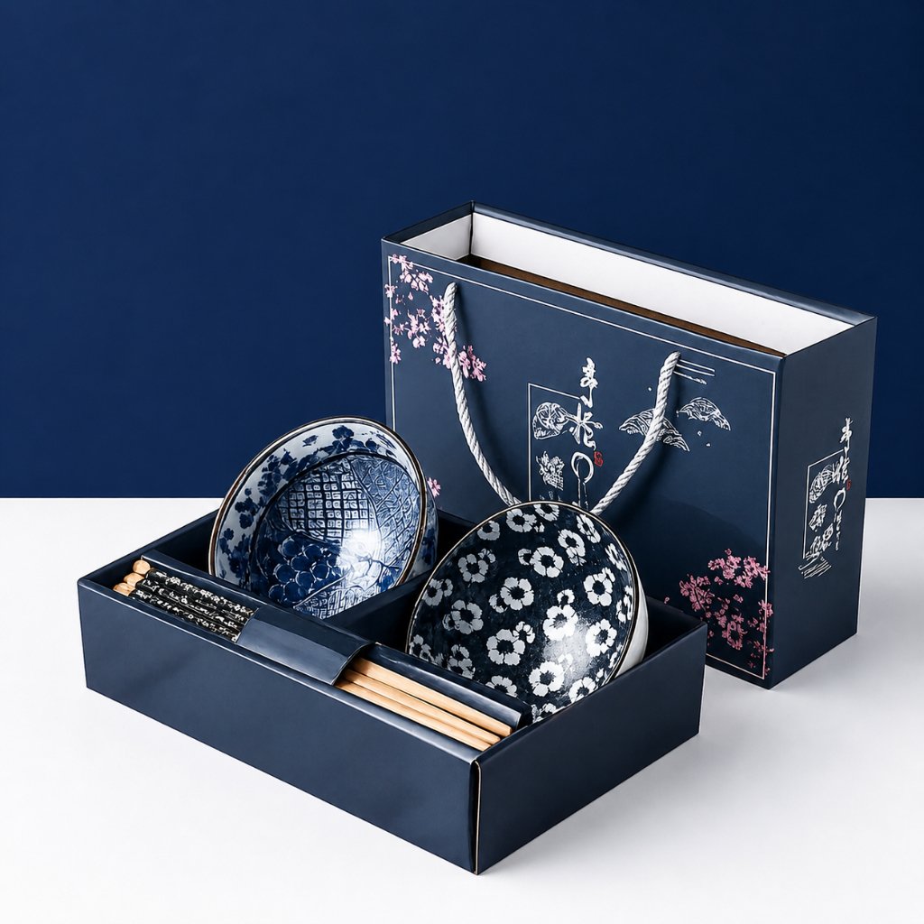 Nexxio Hampers GIFT Box Mangkok Set Premium Peralatan Makan / Hampers Mangkuk Keramik Kotak Hadiah / Hampers Hari Raya /Mangkok Set Japanese Bowl Gift/ Mangkok Set Premium/ Japanesse Bowl Set/Hampers Set Premium Gift Wedding