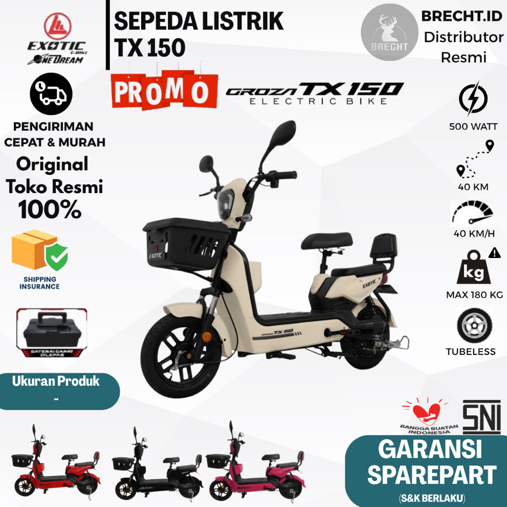 Sepeda Listrik Exotic GROZA TX 150/TX 180 E-Bike 500 Watt Garansi New Series TX150/TX180