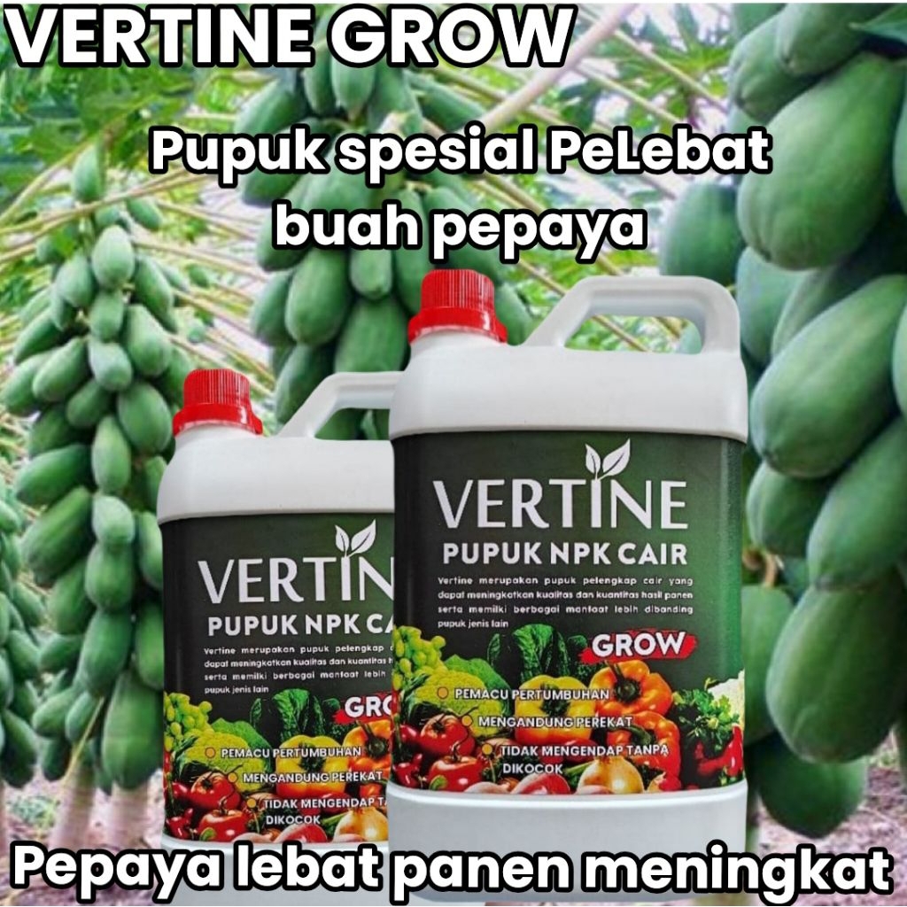 Vertine Grow 2 Liter Pupuk Pelebat Bunga Buah Pepaya