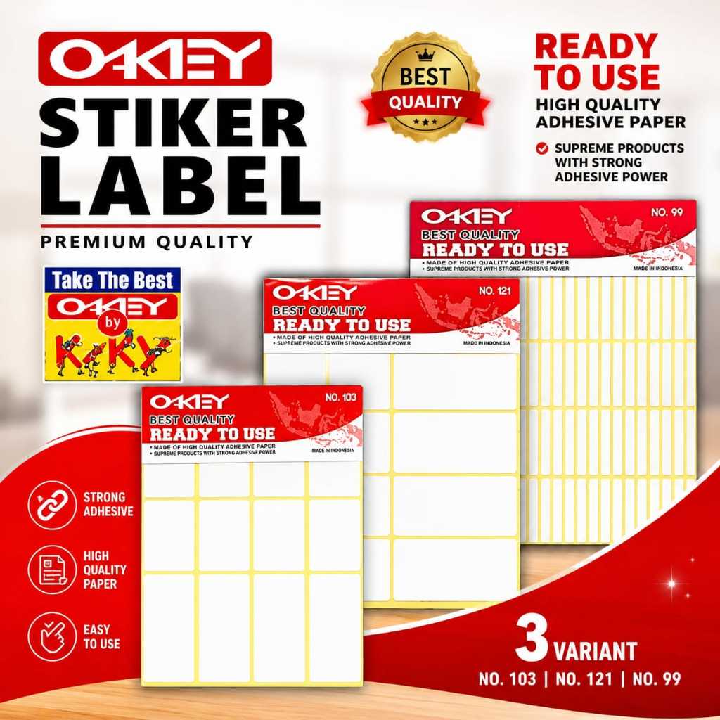 Jual Stiker Label Okey By Kiky Putih Polos No.99, 103, 121 1Pack Isi ...