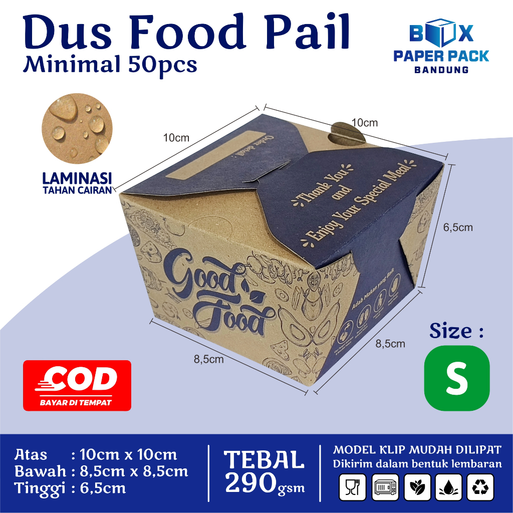 Jual Food Pail Motif Rice Box 290gsm Paper Lunch Box Kertas Dus Makanan ...