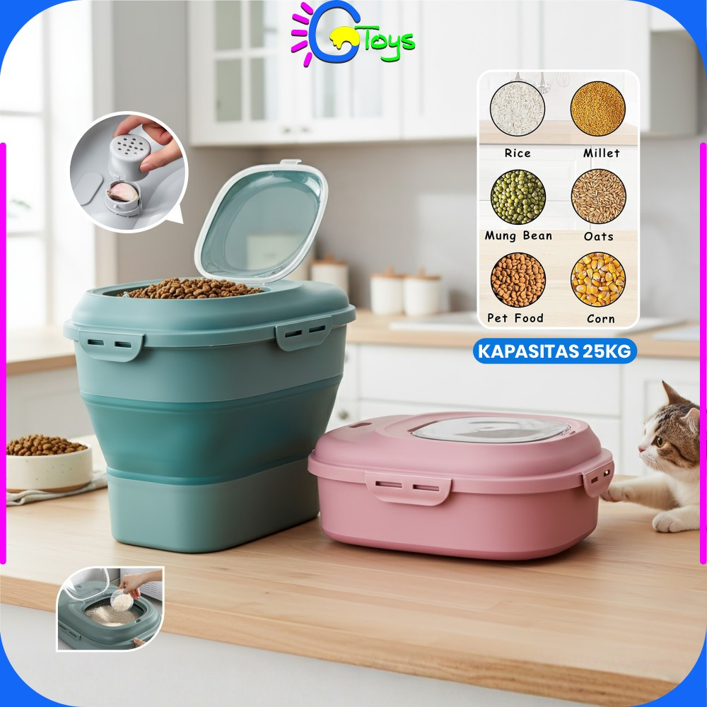 Jual CR-C259 Tempat Penyimpanan Beras 25KG Foldable Rice Container ...