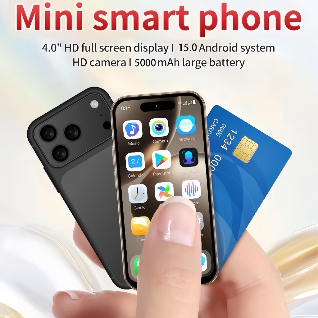 hp 4 inch mini Smartphone ip17pro max mini phone ram 8/512GB jaringan 3G/4G Garansi ponsel mini 4 inch