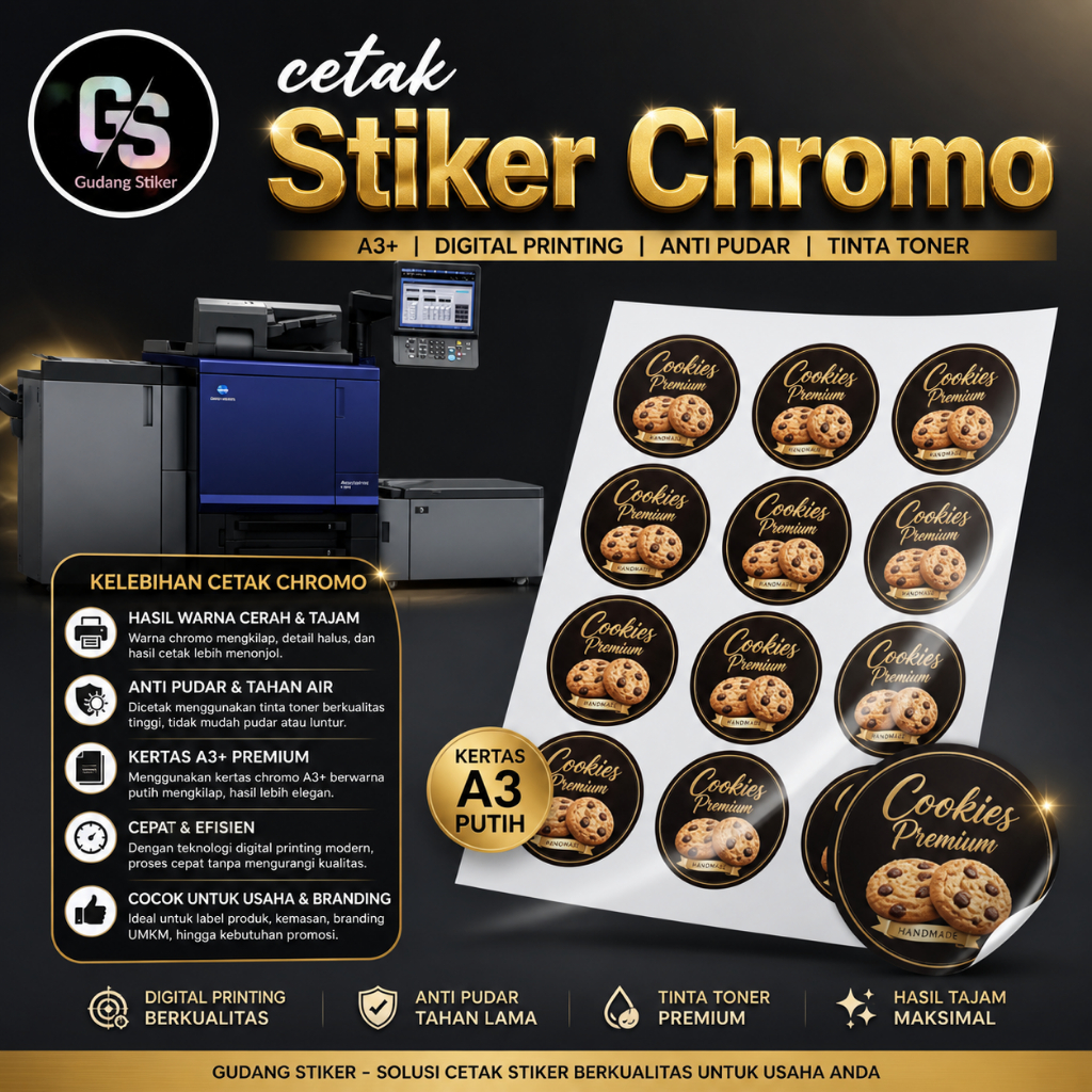 Jual GDS Cetak Stiker Chromo A3+ Custom Design / Custom Label Produk ...