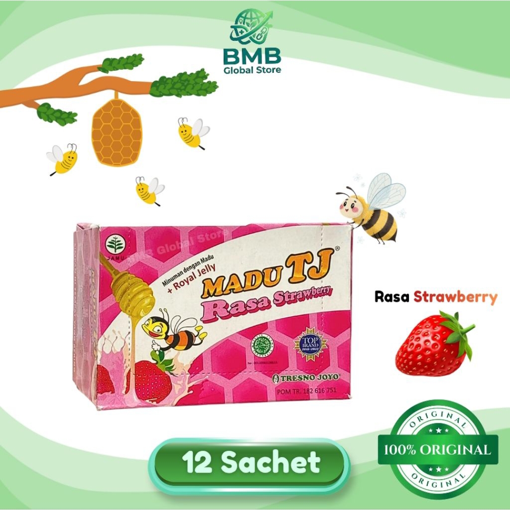 Jual Madu Tj Sachet Rasa Strawberry 1 Pack Isi 12 Sachet @ 20g | Shopee ...