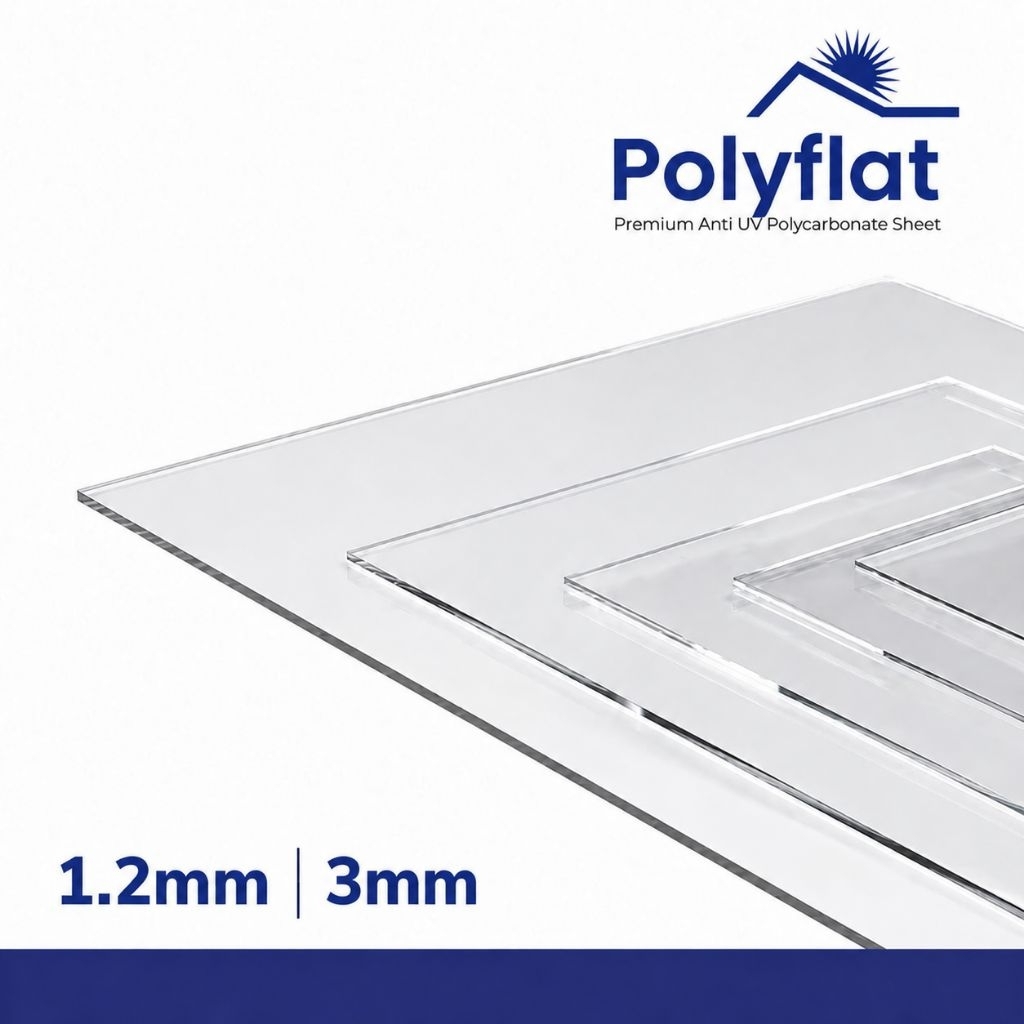 Jual Polycarbonate Atap Roof Polyflat Tebal 1.2mm & 3mm Lebar 1.22 ...